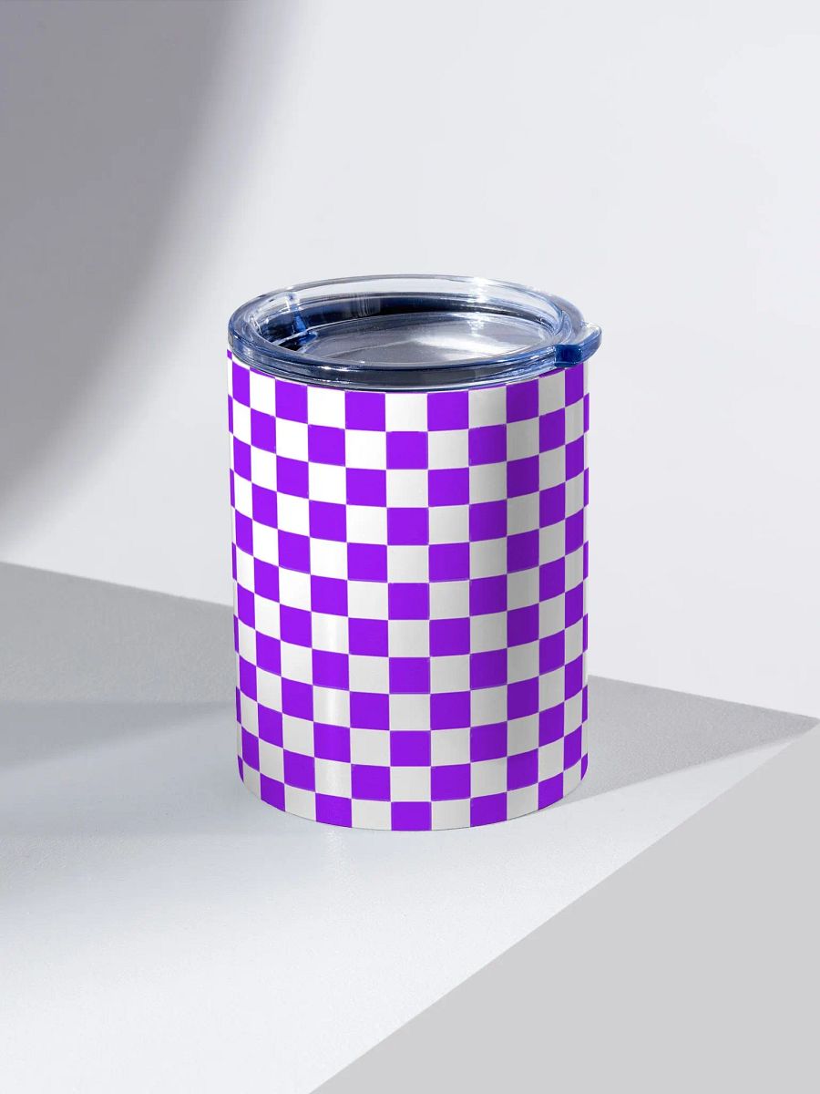 Checkered! Purple and White Checkers 10 oz Stainless Steel Tumbler product image (2)