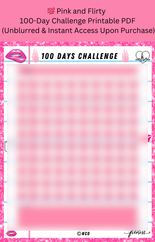 💖 Flirty Pink 100-Day Glow-Up Challenge Tracker | Printable & Fillable PDF by NCD ✨ product image (1)