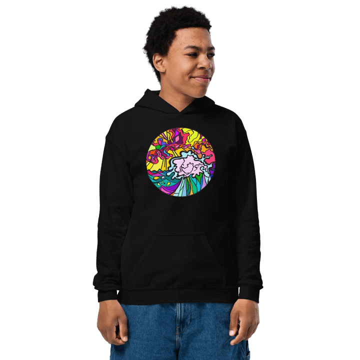 Vibrant Swirl Youth Hoodie - Wave at Sunset product image (6)