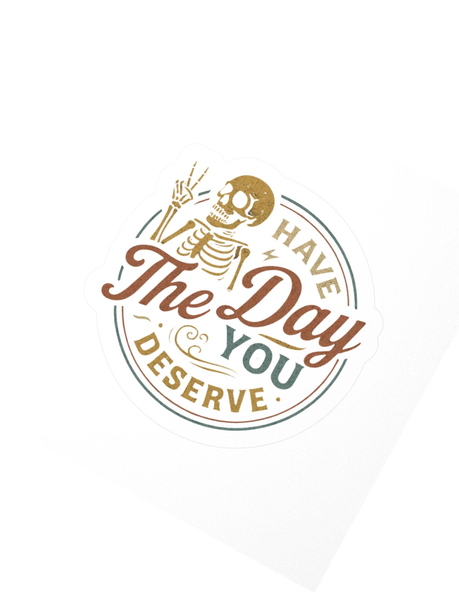 Vintage Peace Skeleton "Day You Deserve" Kiss Cut Stickers product image (6)
