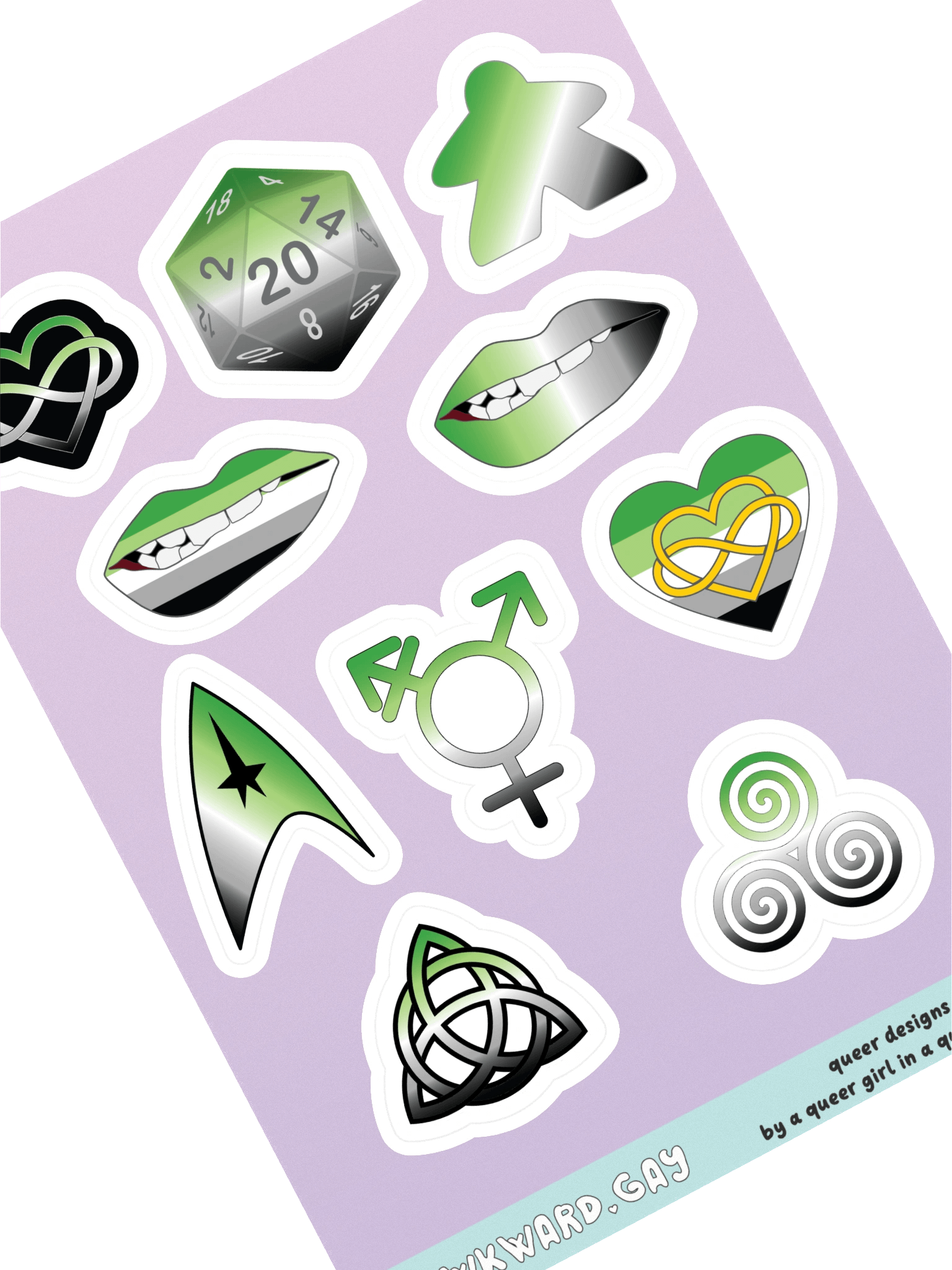 Aromantic Pride Mixed Designs Sticker Sheet product image (1)