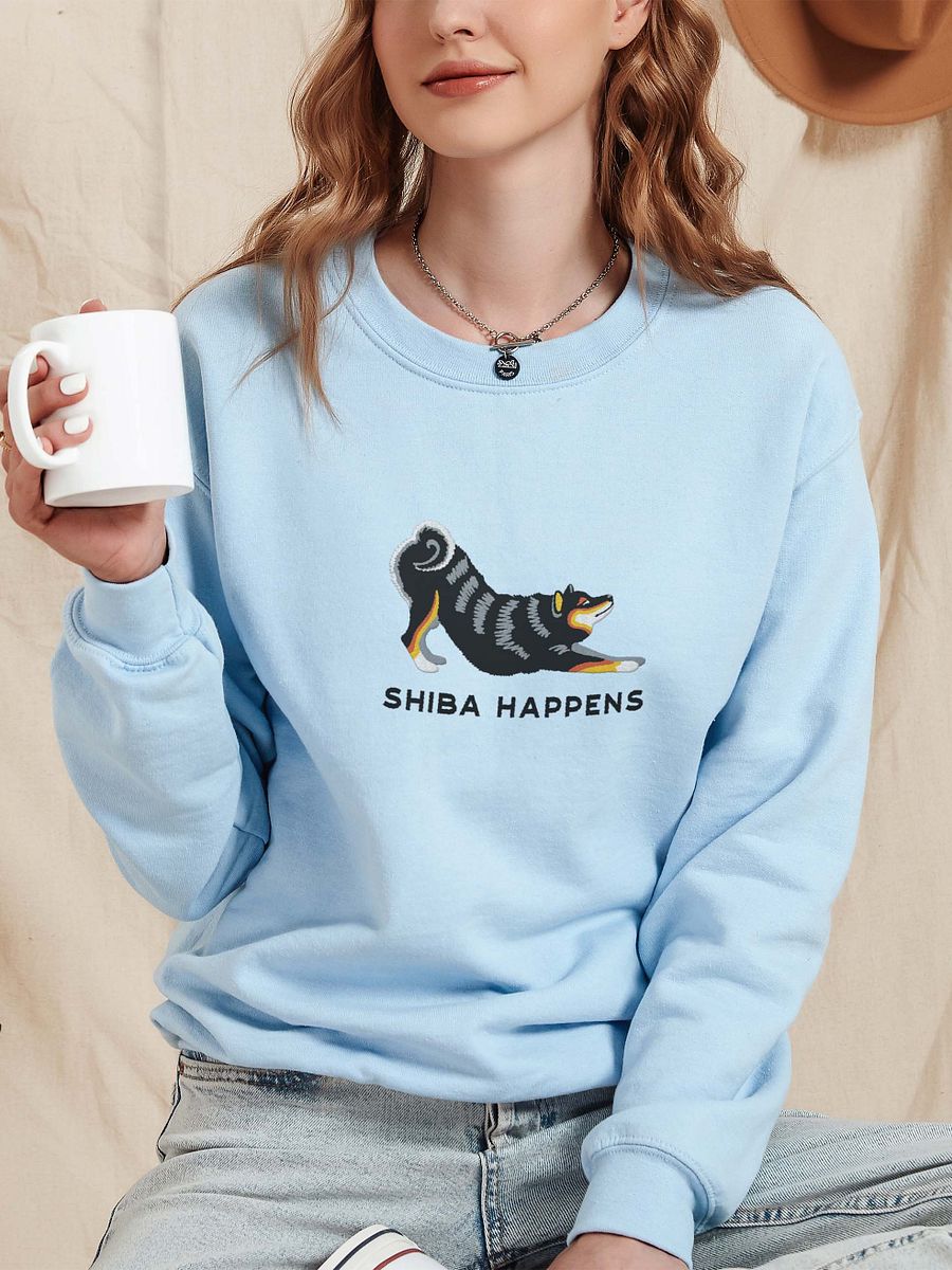 Shiba Happens Sweatshirt (Embroidered) of a Shiba Inu(Tricolor) product image (2)