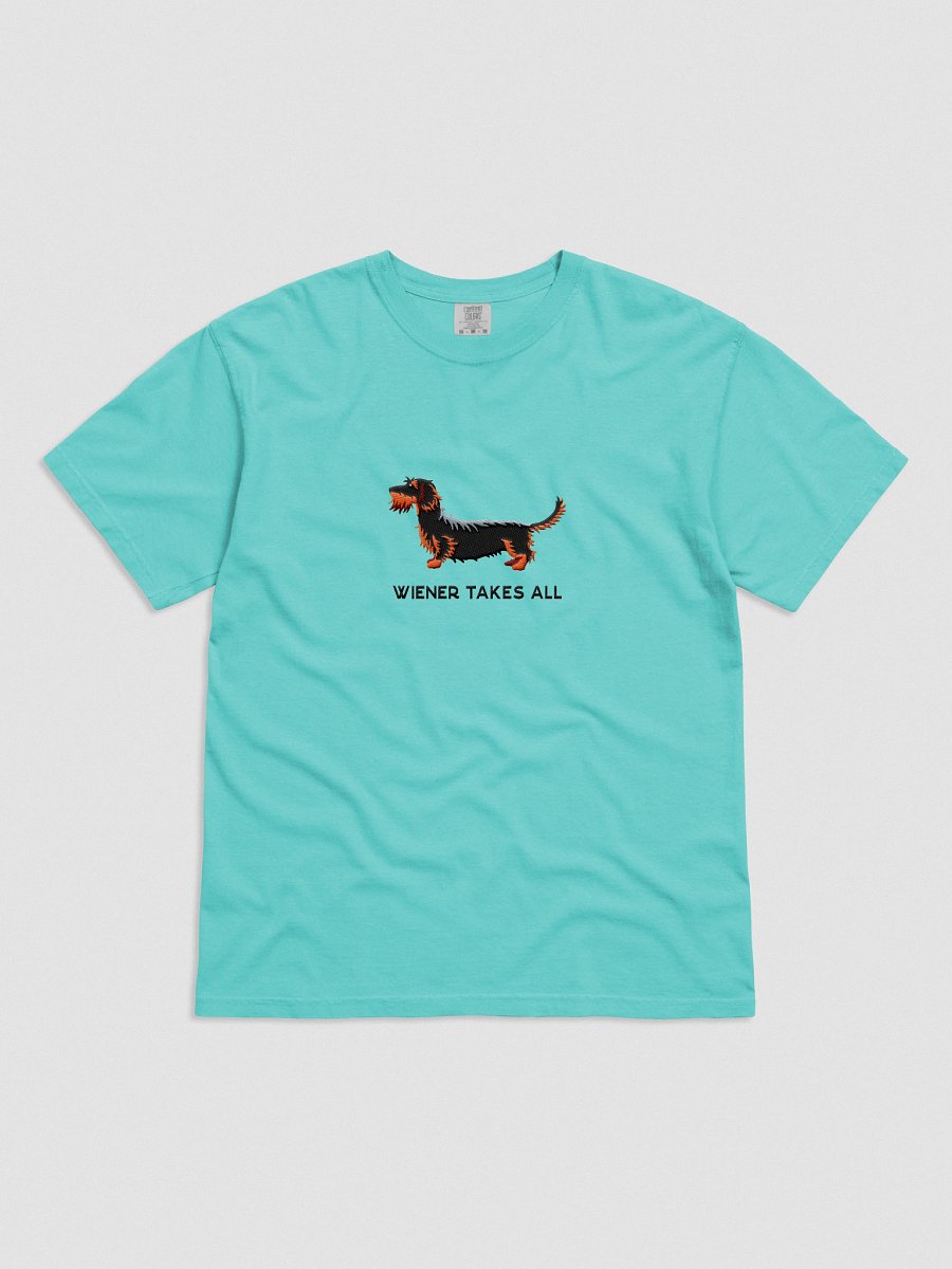 Wiener Takes All T-Shirt(Embroidered) of a Wirehaired Dachshund(Black & Tan) product image (31)