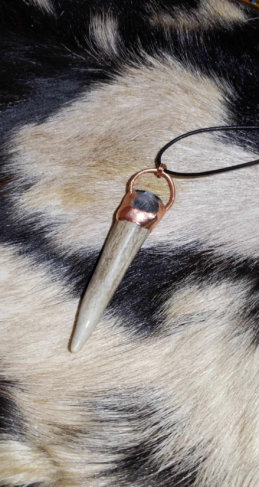 Bloodstone Mannuz Rune, Deer Horn & Octagonal Fluorite Necklace product image (2)