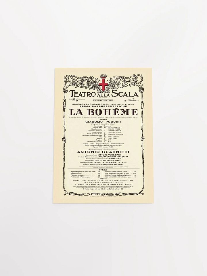 Vintage-Style La Scala La Bohème Opera Poster product image (1)