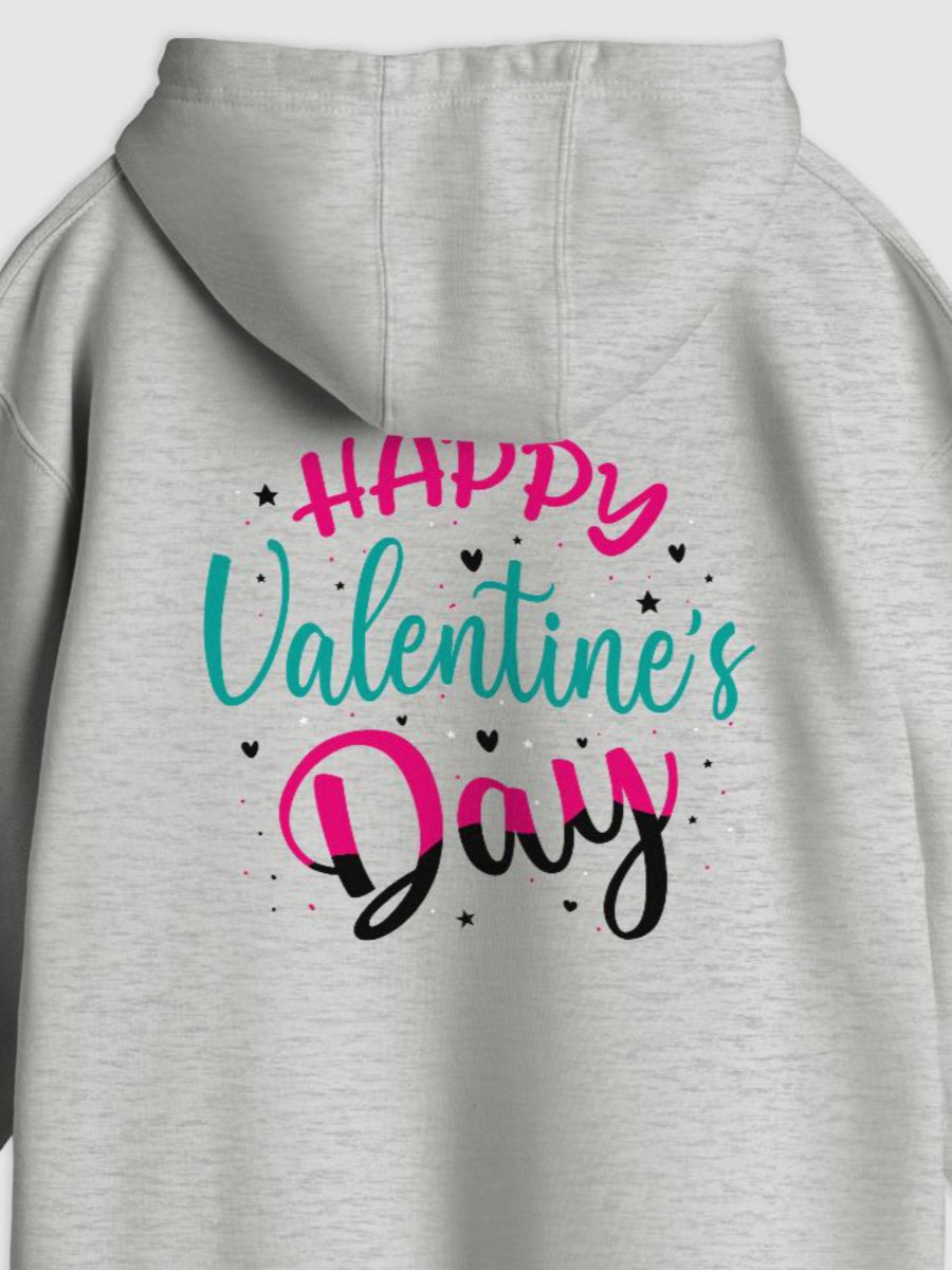 Happy Valentine's Day Pullover Hoodie (Back Only, Black Text) product image (2)