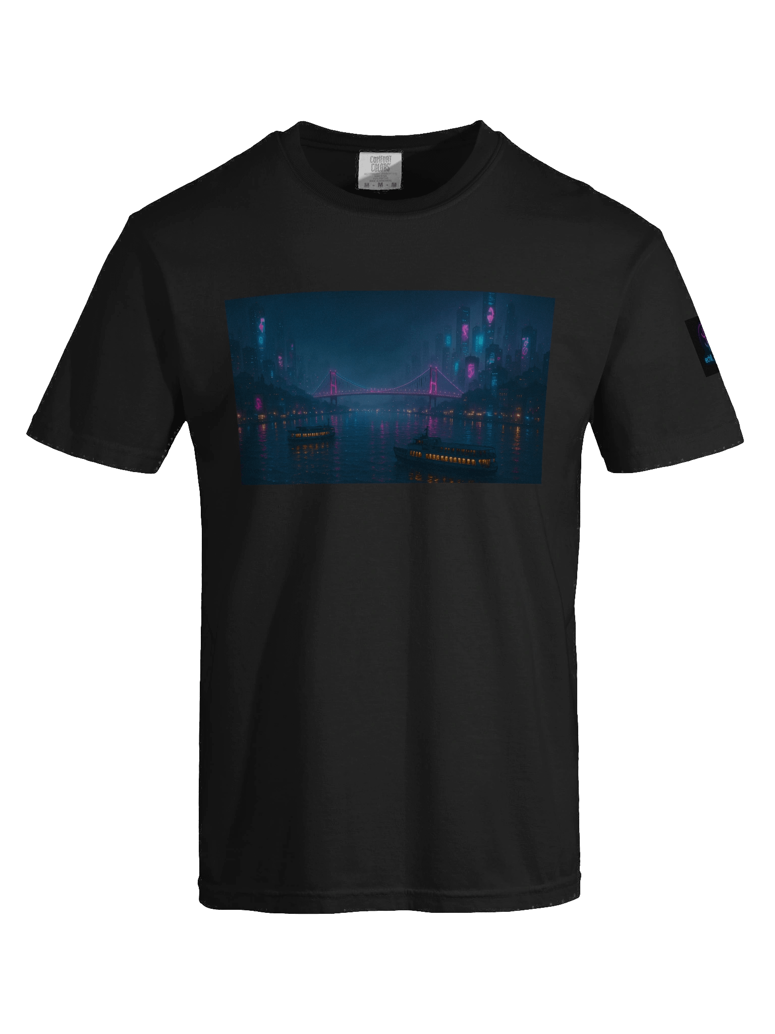 Cyberpunk Istanbul Bosphorus Graphic T-Shirt - 100% Cotton Unisex Heavyweight Crew Neck Streetwear Top product image (7)