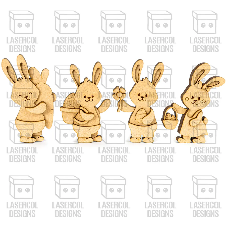 Cute Easter Bunny Figurines Set 1 - Laser Cut Files product image (3)