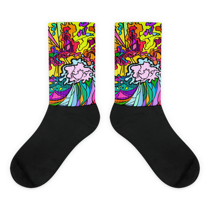 Stained Glass Splendor Sublimated Socks - Wave at Sunset product image (1)