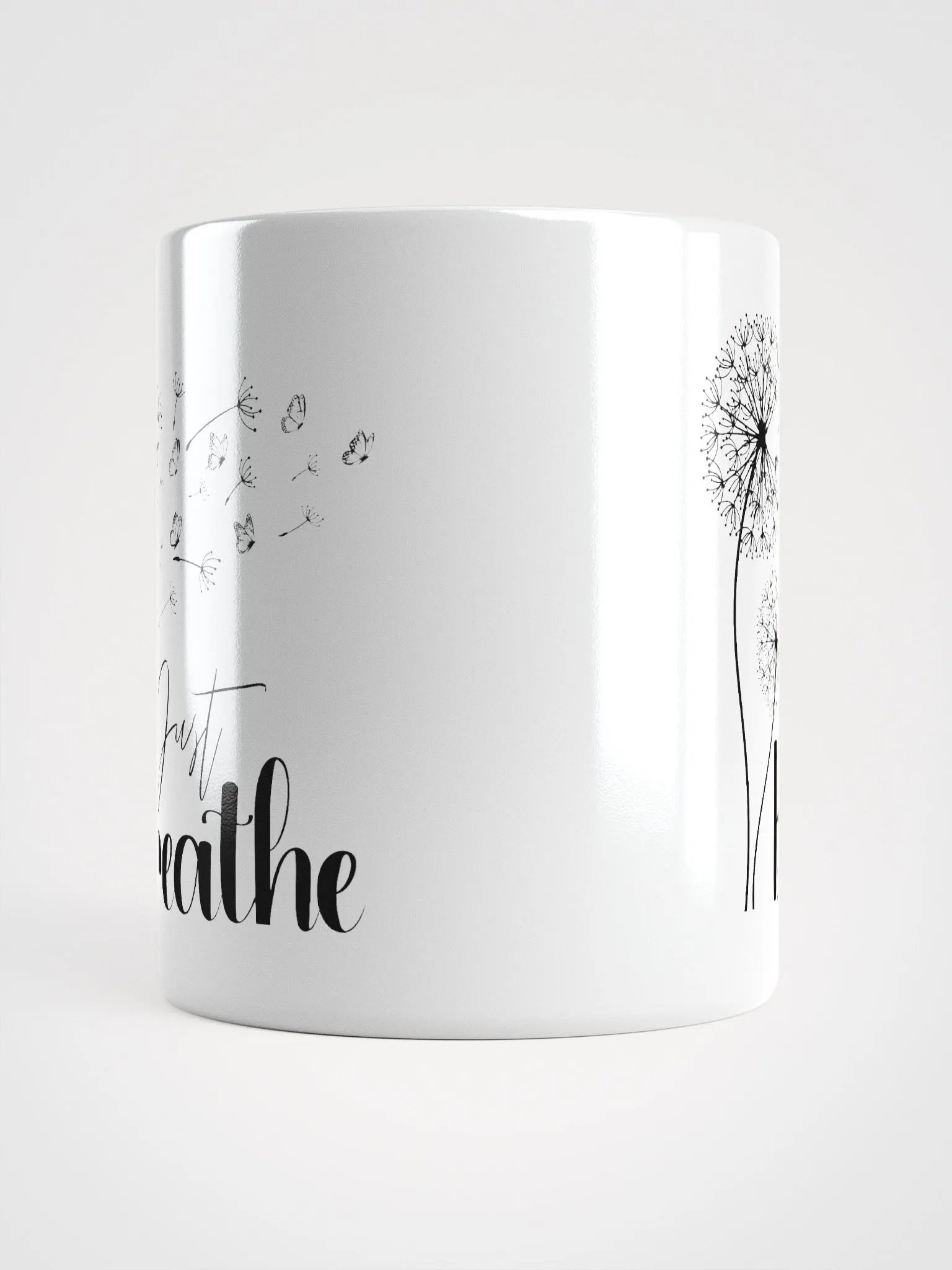 Just Breathe Black Dandelion Ceramic Mug product image (8)