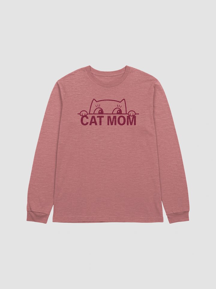 Funny Cat Mom Long Sleeve Tee – Peeking Kitty Minimal Design for Cat Lovers product image (1)