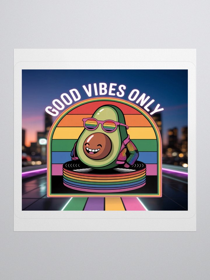 Exclusive "Good Vibes Only" Rainbow Avocado Sticker by TDS Music - Neon Pride Design product image (2)