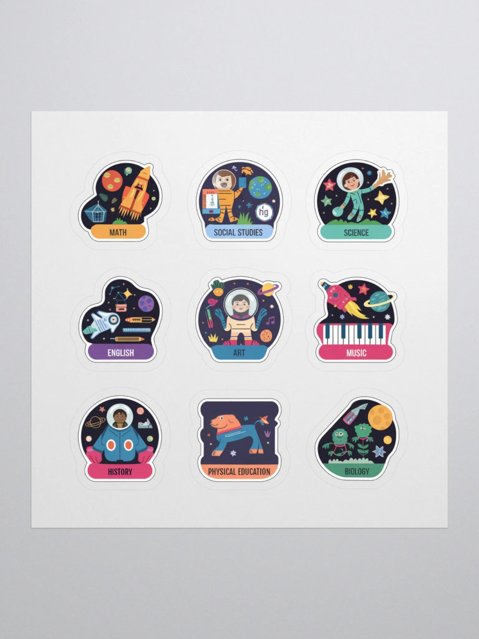 Back To School Space Adventure themed Subject Sticker Pack product image (1)