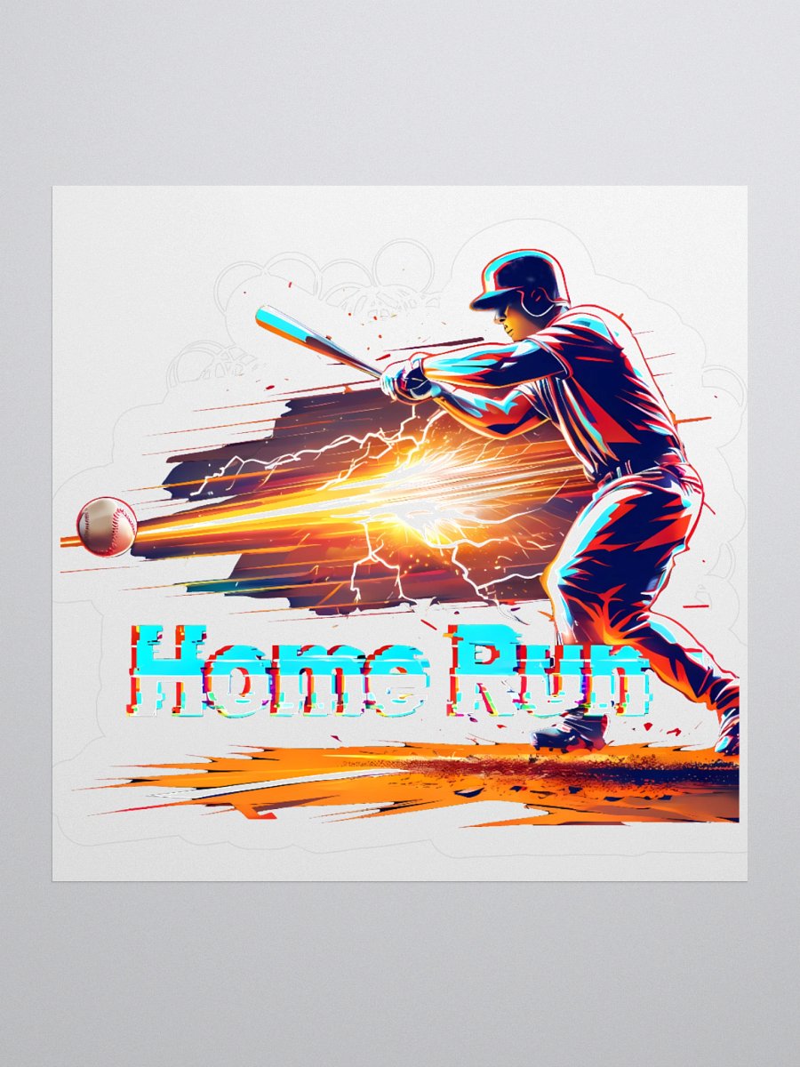 Dynamic Baseball Home Run Art: Glitch-Effect Power Swing Sticker product image (1)