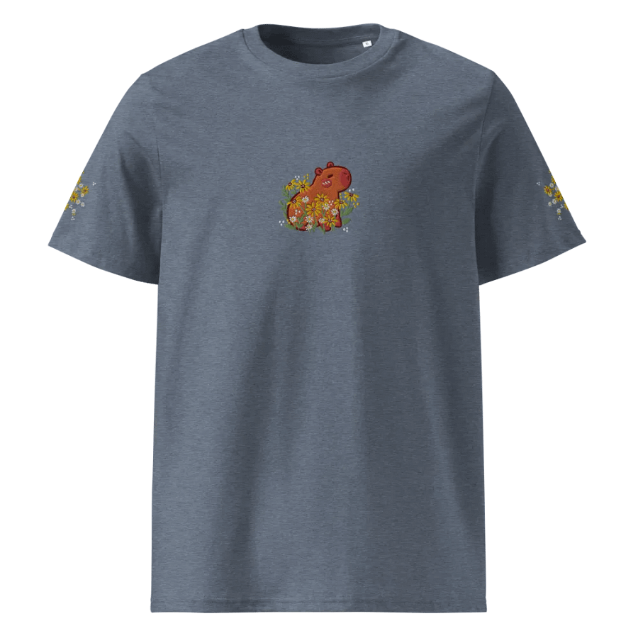 Whimsical Capybara and Daisy Flower Embroidered T-Shirt product image (5)