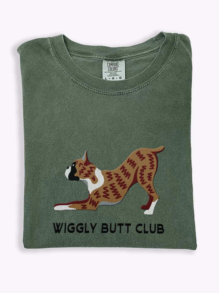 Wiggly Butt Club T-Shirt(Embroidered) of a Boxer(Brindle) product image (1)