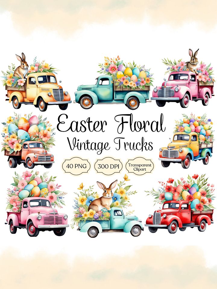 40 Easter Truck Clipart Bundle product image (1)
