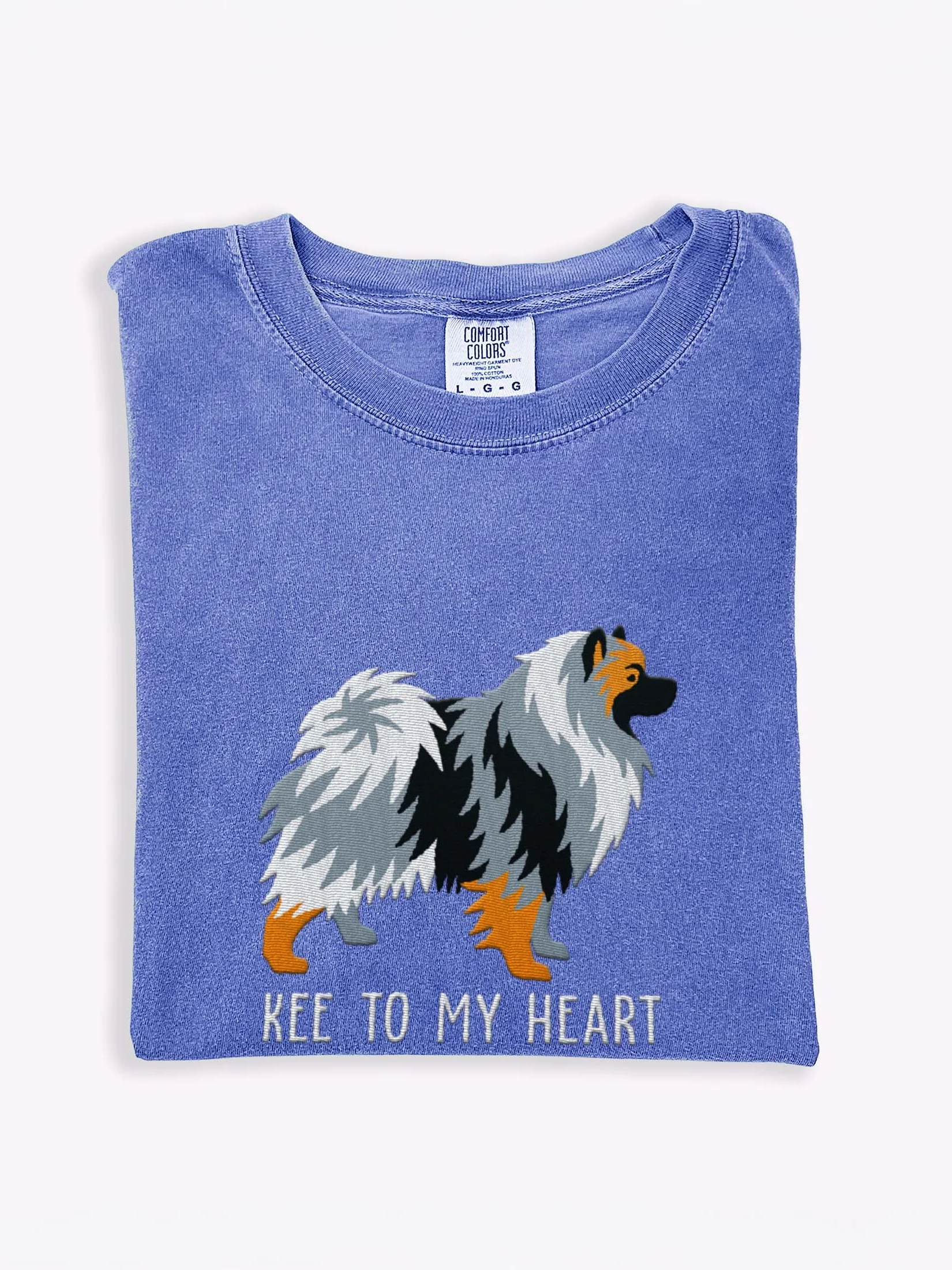 Kee to My Heart T-Shirt(Embroidered) of a Keeshond(Brownish Gray) product image (1)