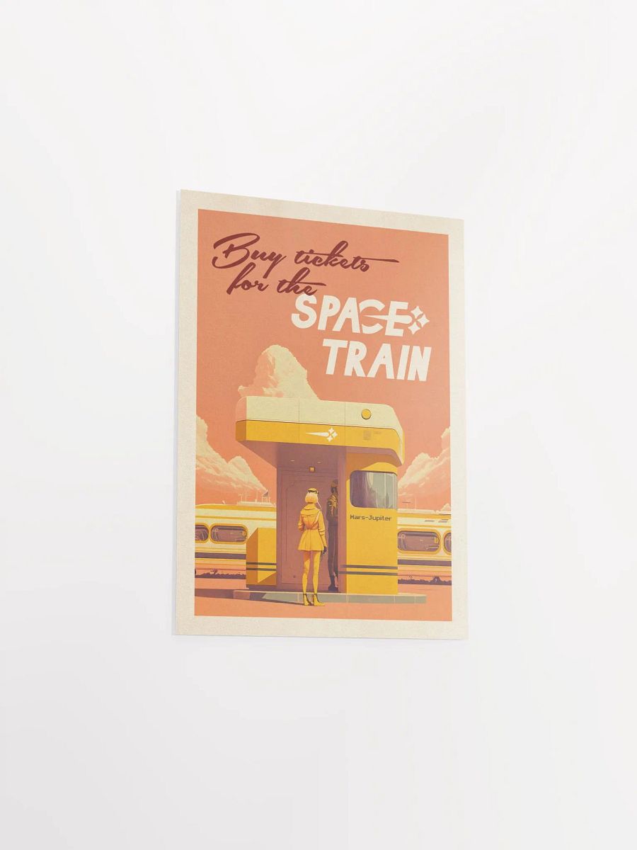 Buy ticket for the Space Train — Vintage space poster, retro space art, propaganda poster, retrofuturism art, retro sci-fi print product image (9)