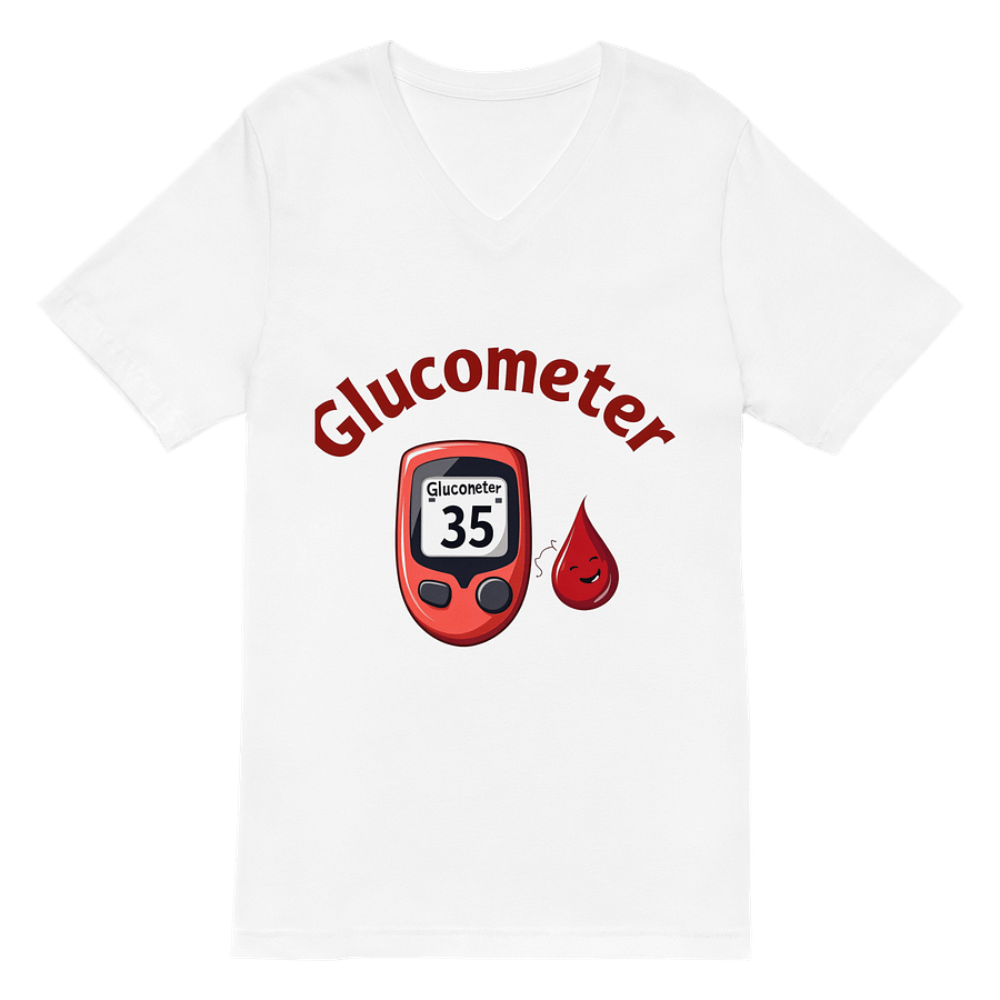 Happy Glucometer Red V-Neck Tee product image (2)
