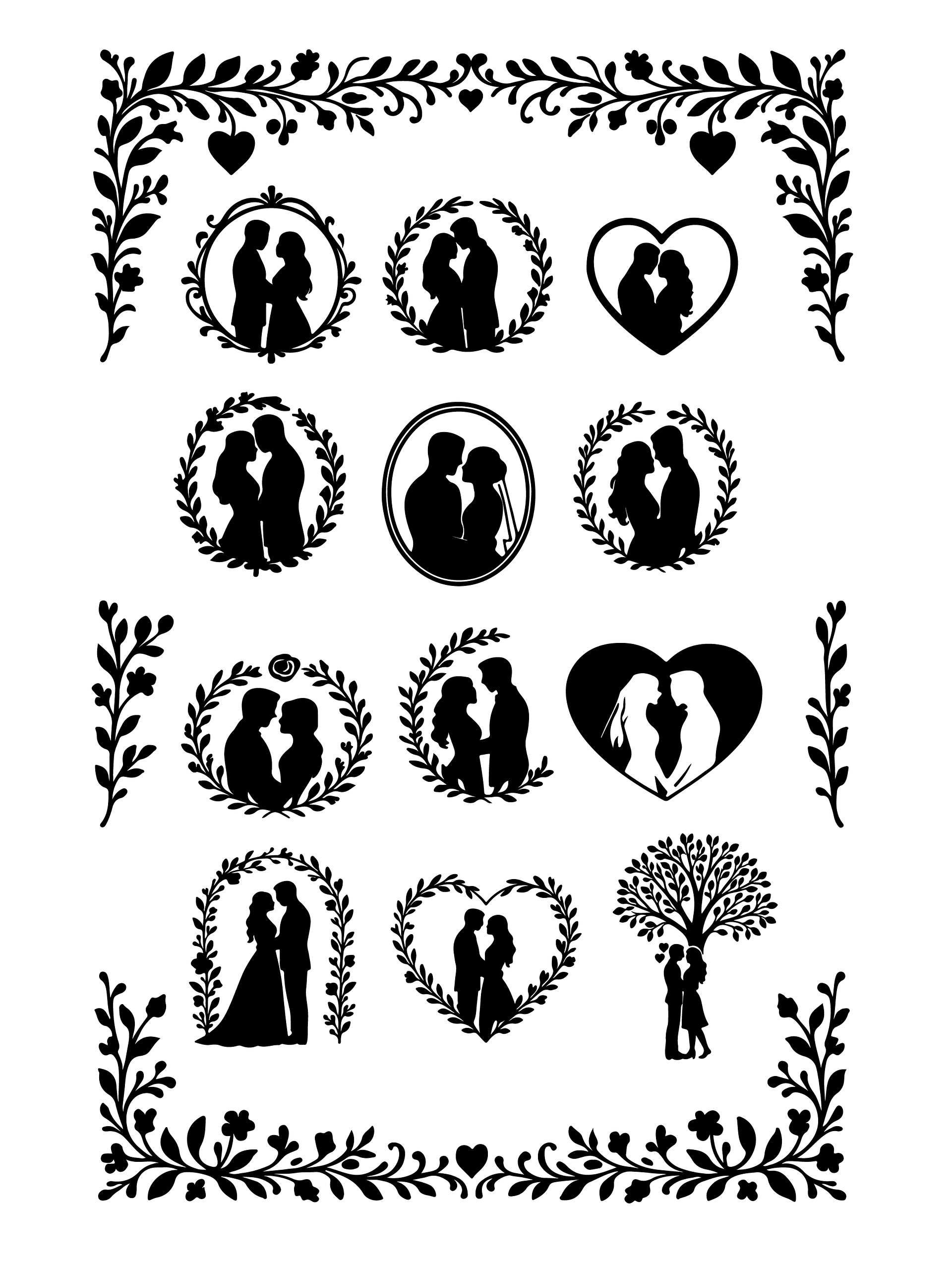 Wedding svg set, Mr and Mrs svg, family monogram designs, decorative ornaments, bride groom quotes, png files product image (11)