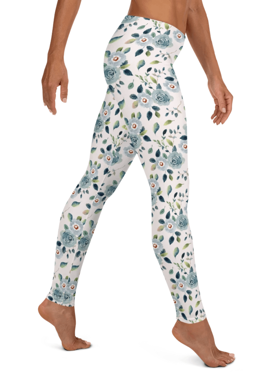 Blue Floral Pattern Womens Leggings product image (2)