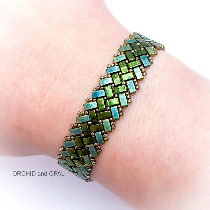 Beading Pattern – Half Tila Herringbone Bracelet – Horizontal Stripe product image (1)