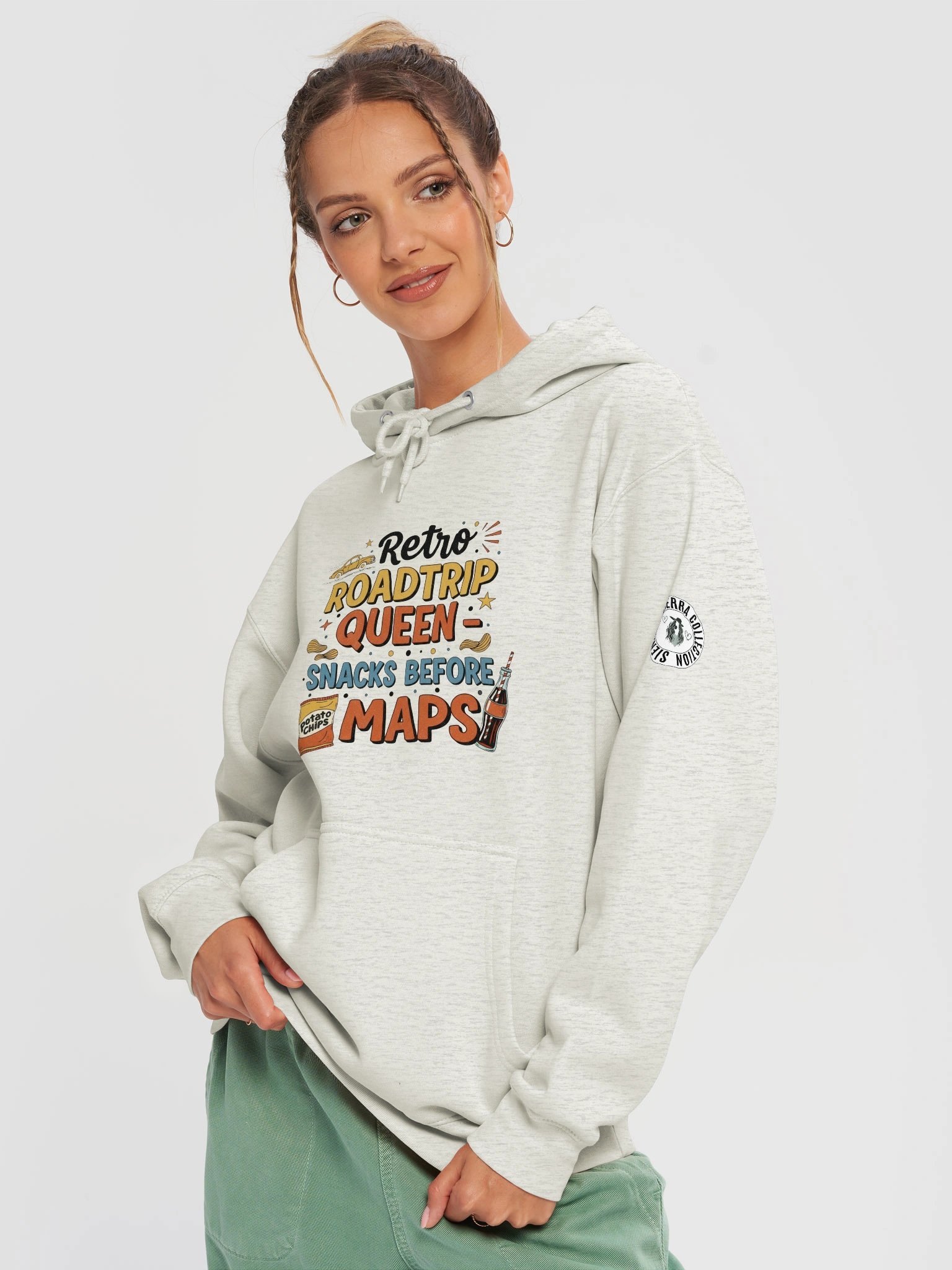 Cosy Retro Roadtrip Queen Hoodie - Snacks Before Maps Hoodie product image (8)