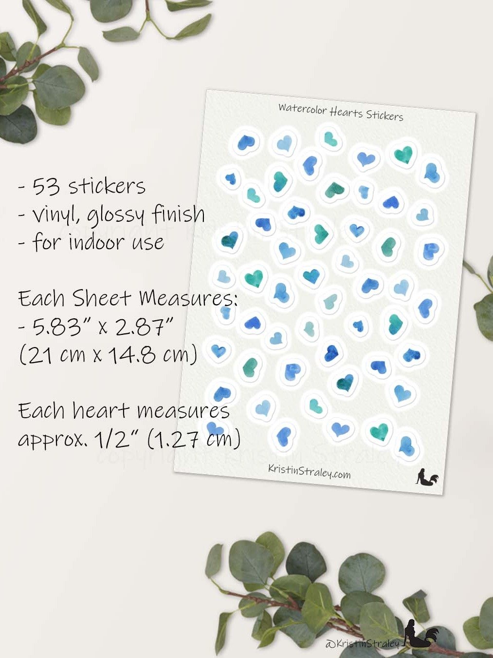 Blue Watercolor Hearts Sticker Sheet product image (4)
