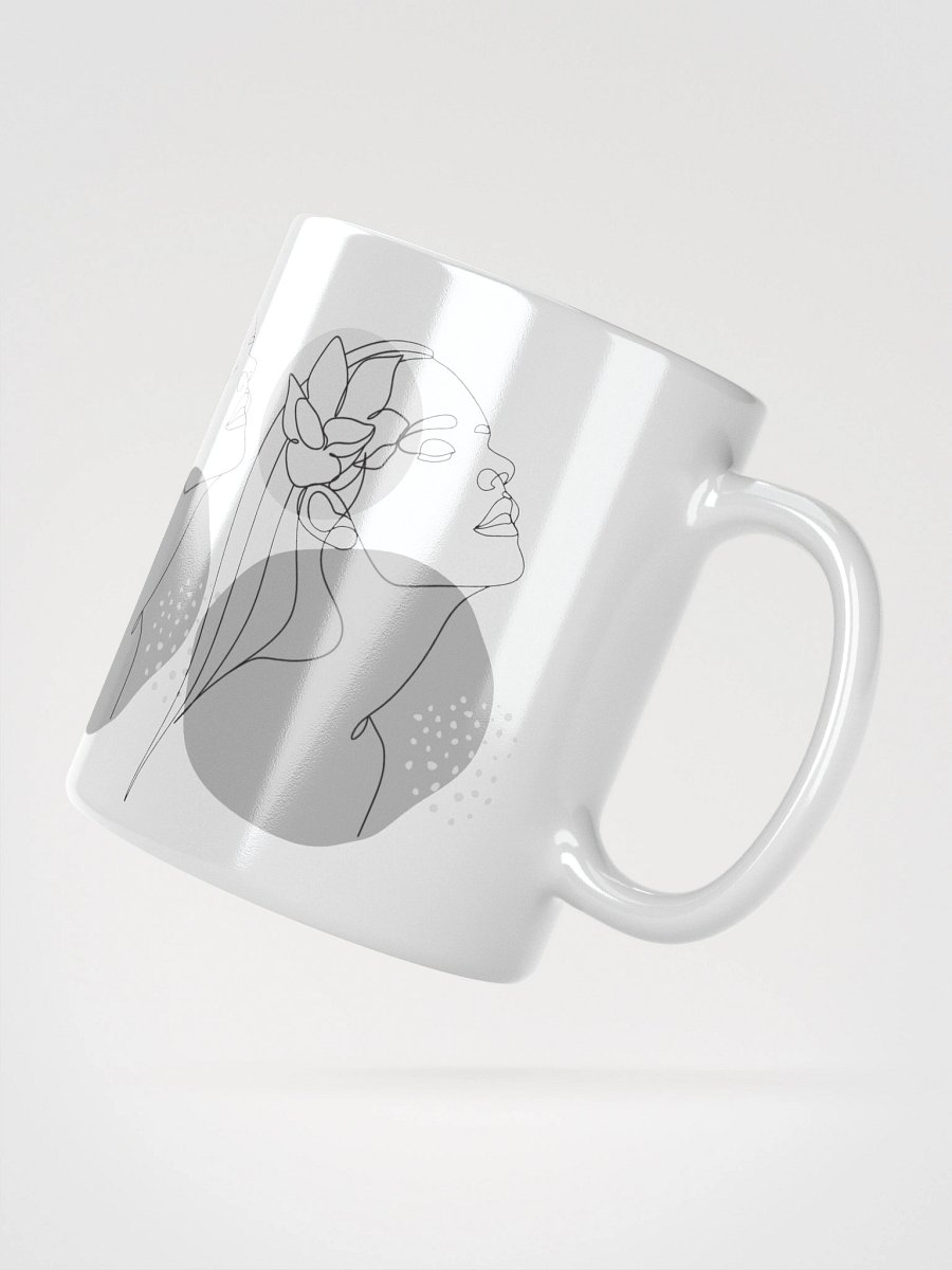 Mug Blanc Equilibre Femme Gris - Elégance Silencieuse - Idée Cadeau Raffiné product image (2)