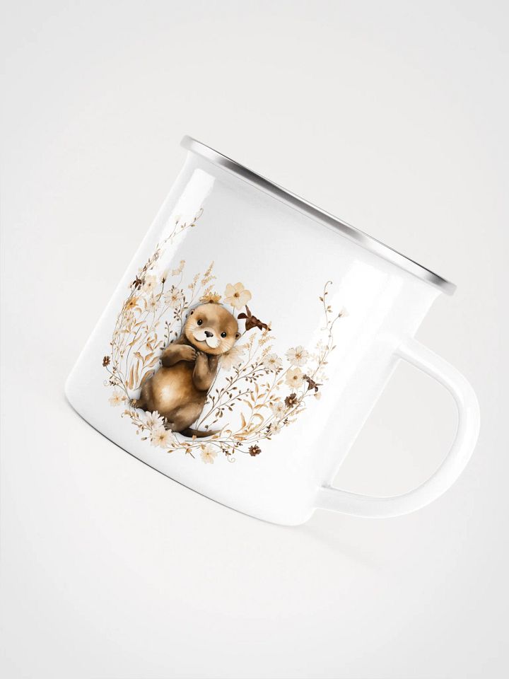 Whimsical Otter Enamel Mug - Tasse mit Otter - Campingtasse - Geschenk für Otterfans product image (1)