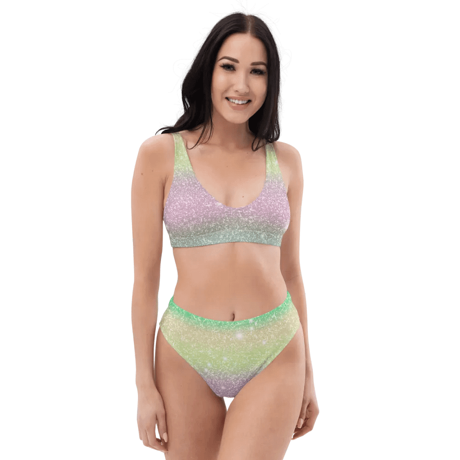 Glitter Unicorn Texture Design High Waisted Bikini (12) product image (5)