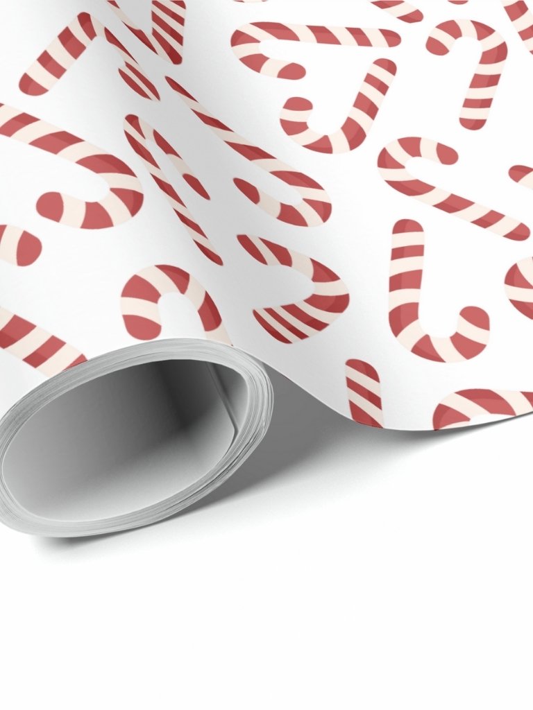 Vintage Candy Canes Christmas Gift Wrapping Paper product image (1)
