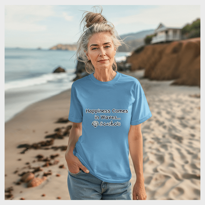 🌊 Happiness Comes in Waves...& Seashells | Coastal Beachcomber Tee | Monique Faella Designs™ product image (1)