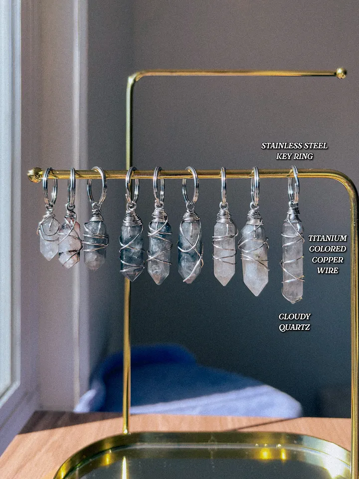 i feel Grounded - Cloudy quartz key ring product image (2)