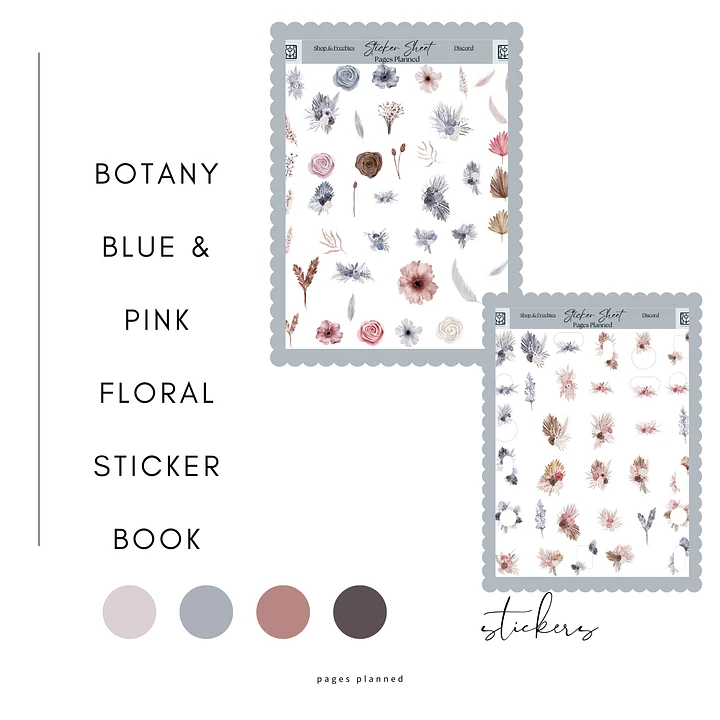 Botany Blue and Pink Floral Decorative Sticker Bundle for Goodnotes product image (1)