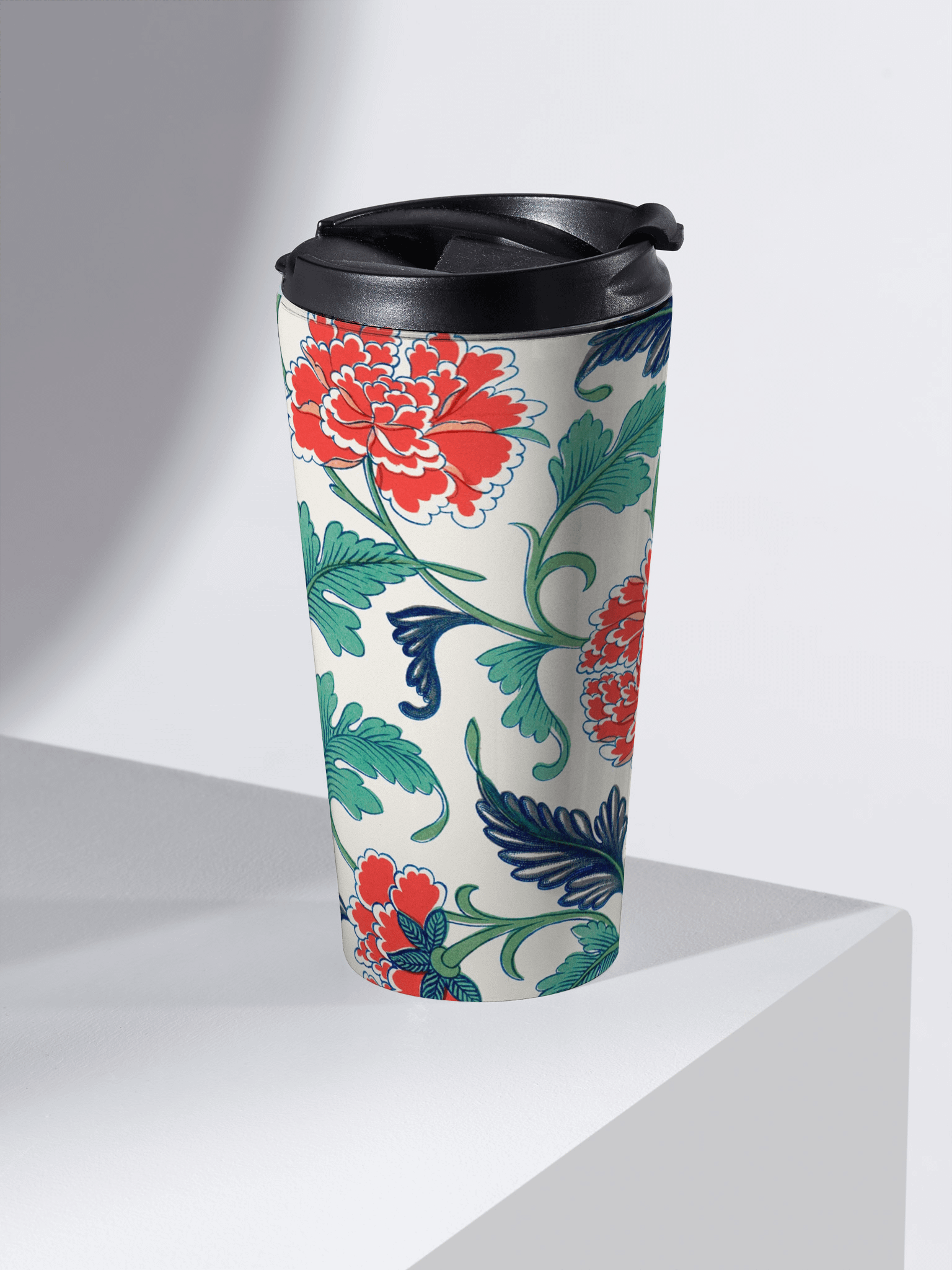 Red Floral Pattern. Stainless Steel Mug product image (2)