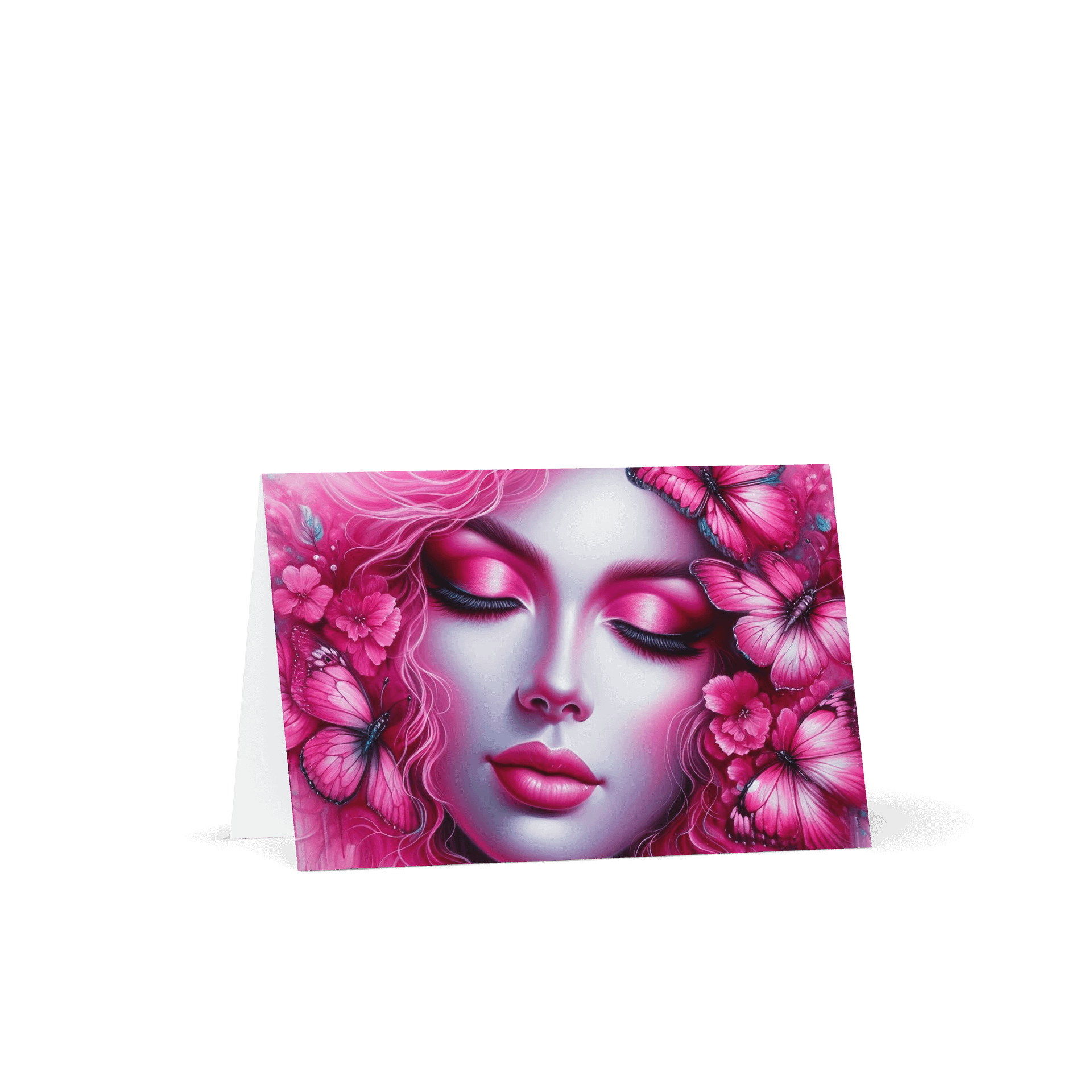 Pink Woman and Butterflies Greeting Card product image (1)