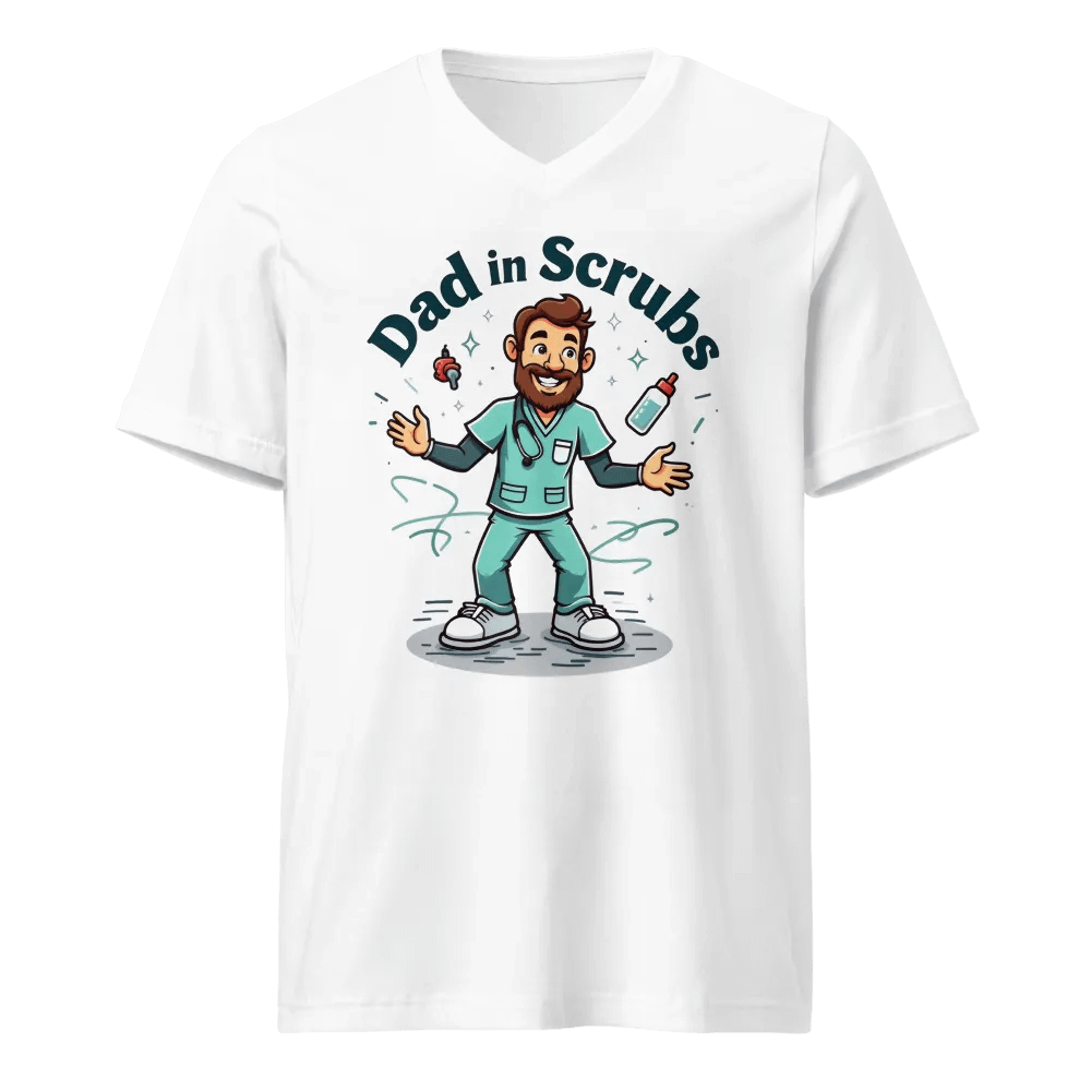 Dad in Scrubs Juggling Fatherhood V-Neck Tee product image (1)