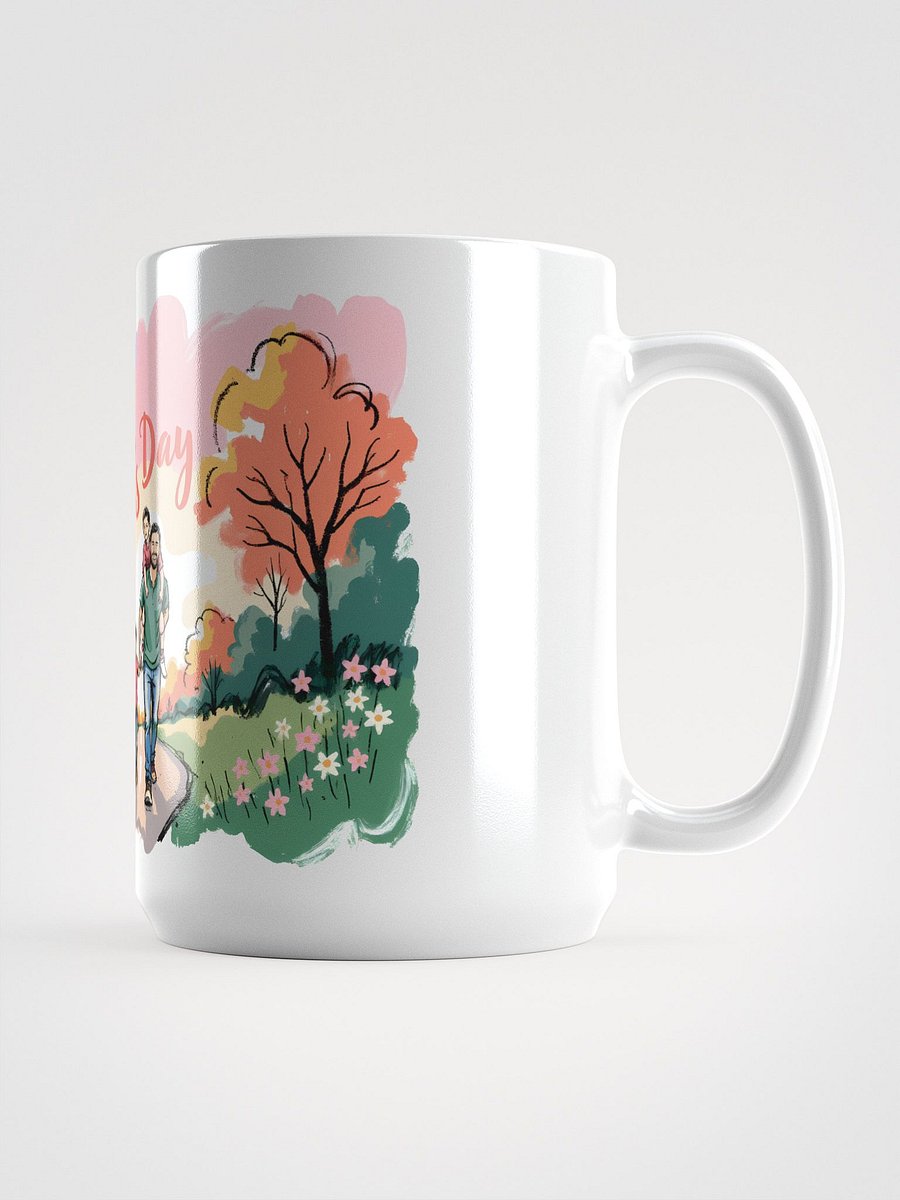 Joyful Father’s Day Walk | Vibrant Family Art Print Glossy Mug product image (1)