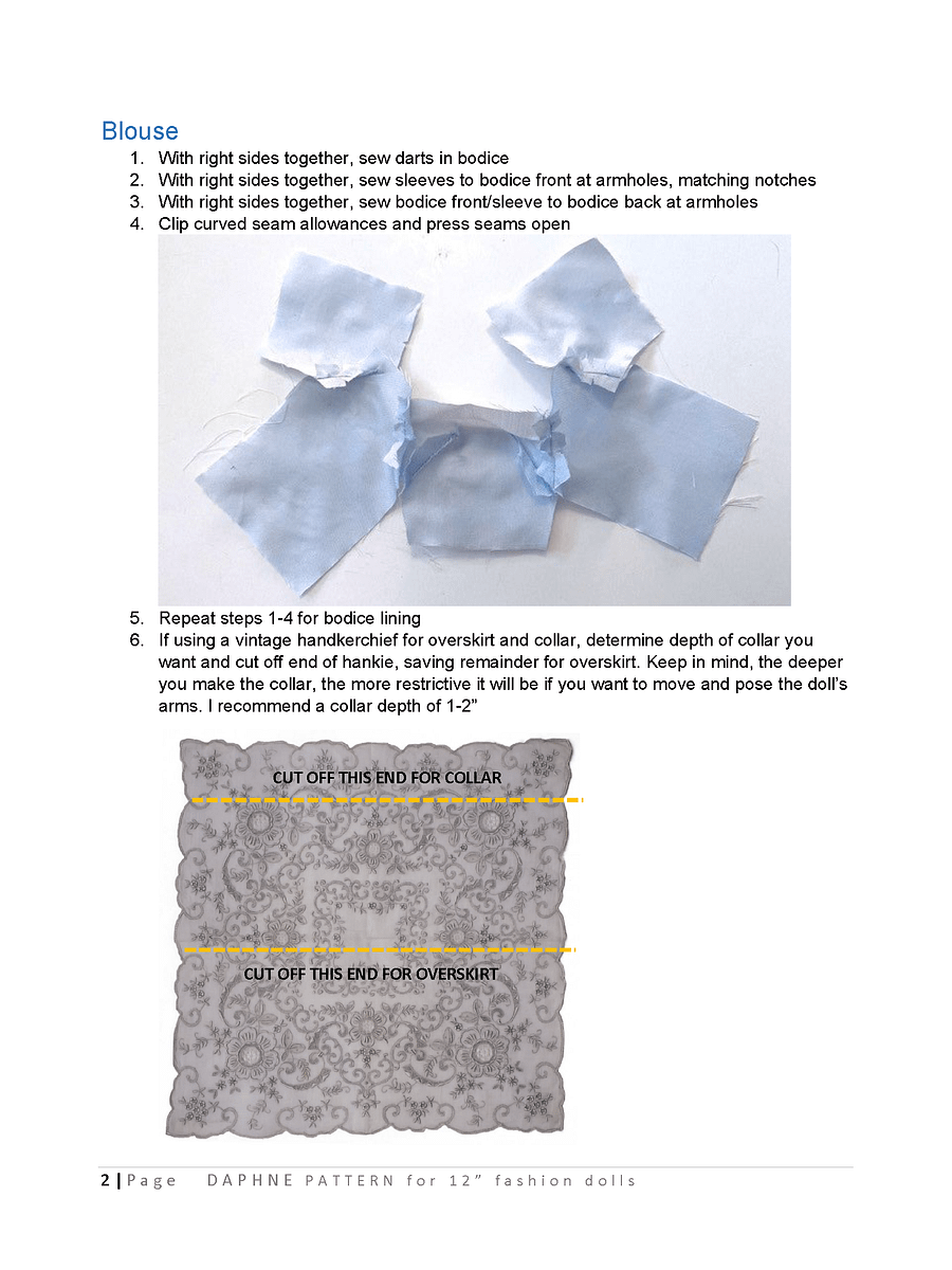 Daphne sewing pattern for 12" fashion dolls product image (3)