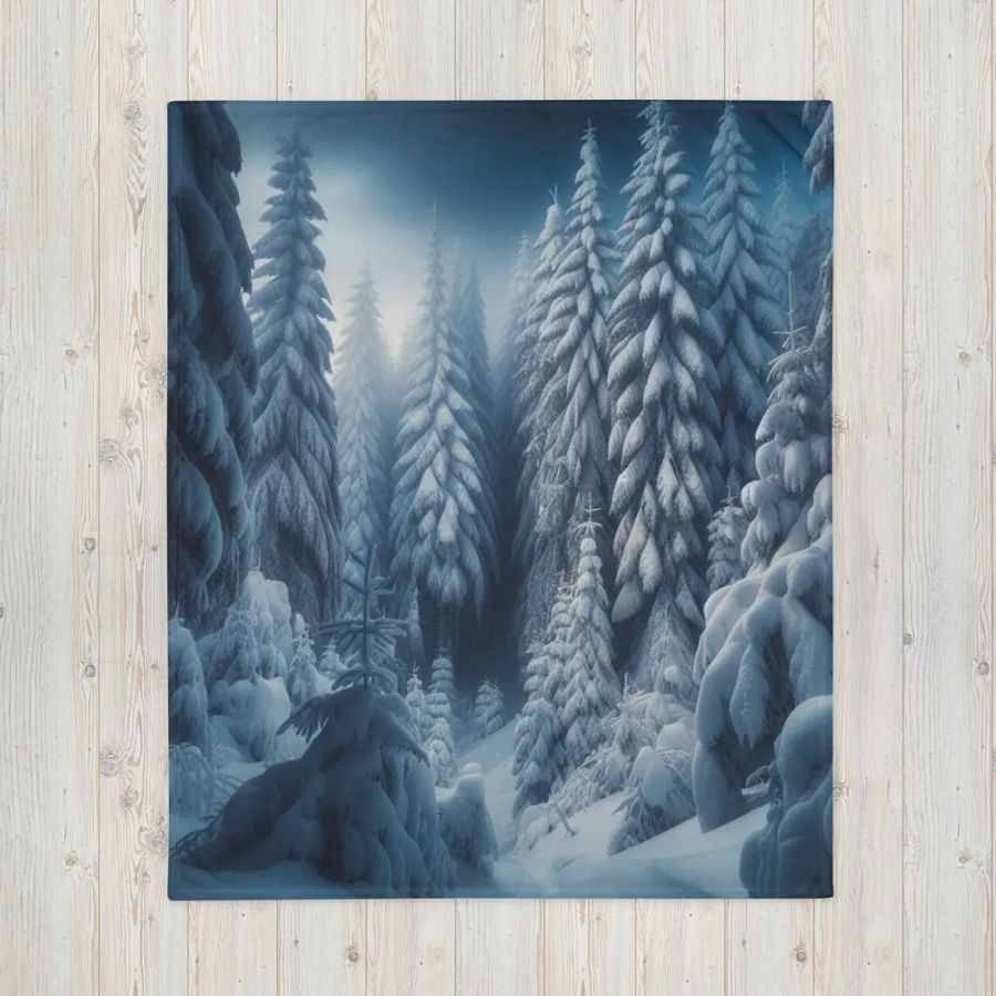 Snowy Forest Trees Throw Blanket product image (1)