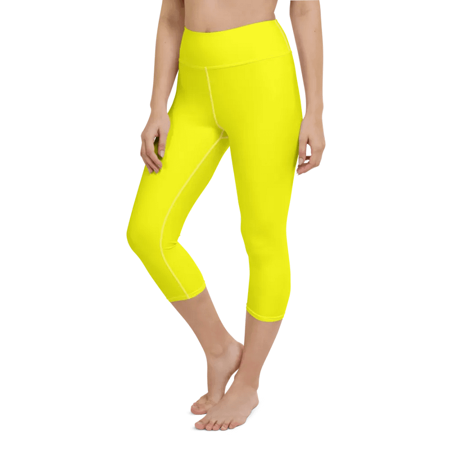 Plain Color Yellow Yoga Capri Leggings product image (5)