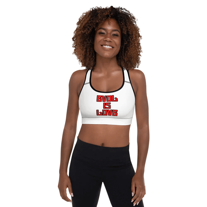 White Evol Is Love Sports Bra product image (1)