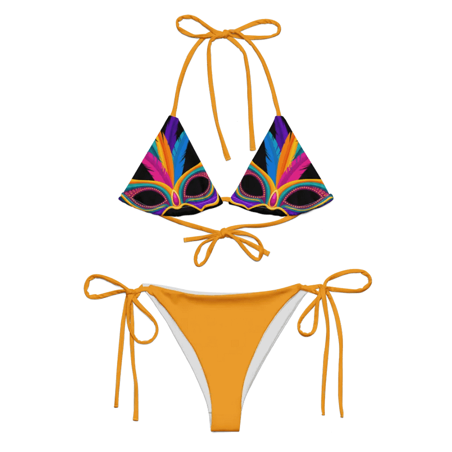 Low Rise Cheeky String Bikini, Mardi Gras Top, Gold Bottoms product image (8)