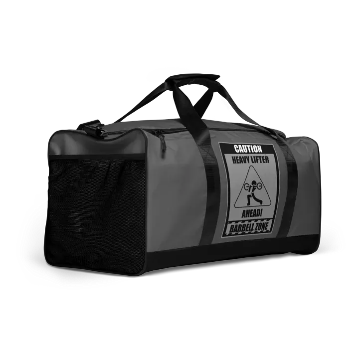 Caution Heavy Lifter Ahead-Barbell Zone Duffle Bag (Gray) product image (2)