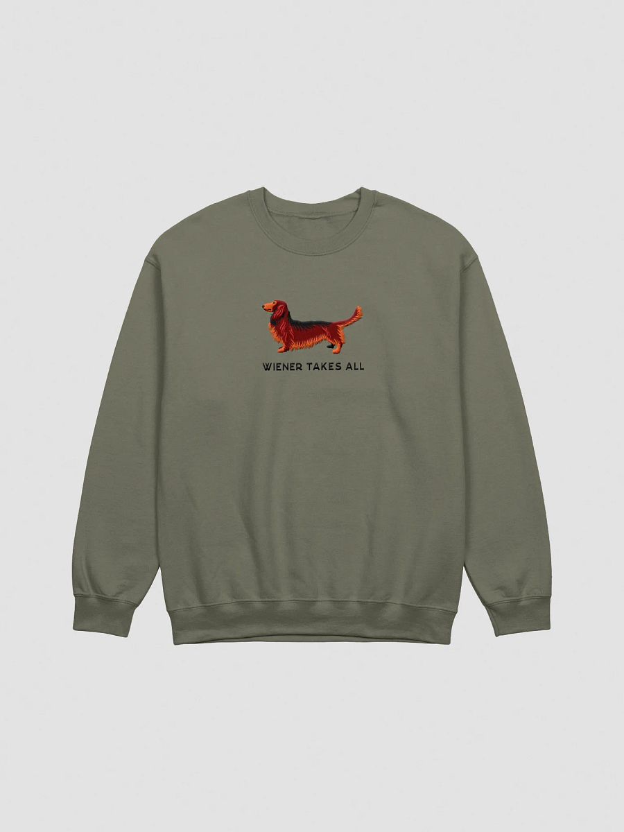 Wiener Takes All Sweatshirt (Embroidered) of a Longhaired Dachshund(Red) product image (7)