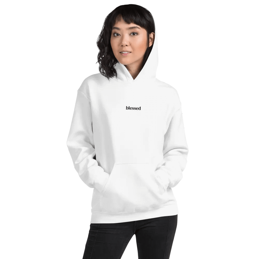Minimalistic Unisex Blessed Embroided Hoodie (Black Embroided) product image (201)