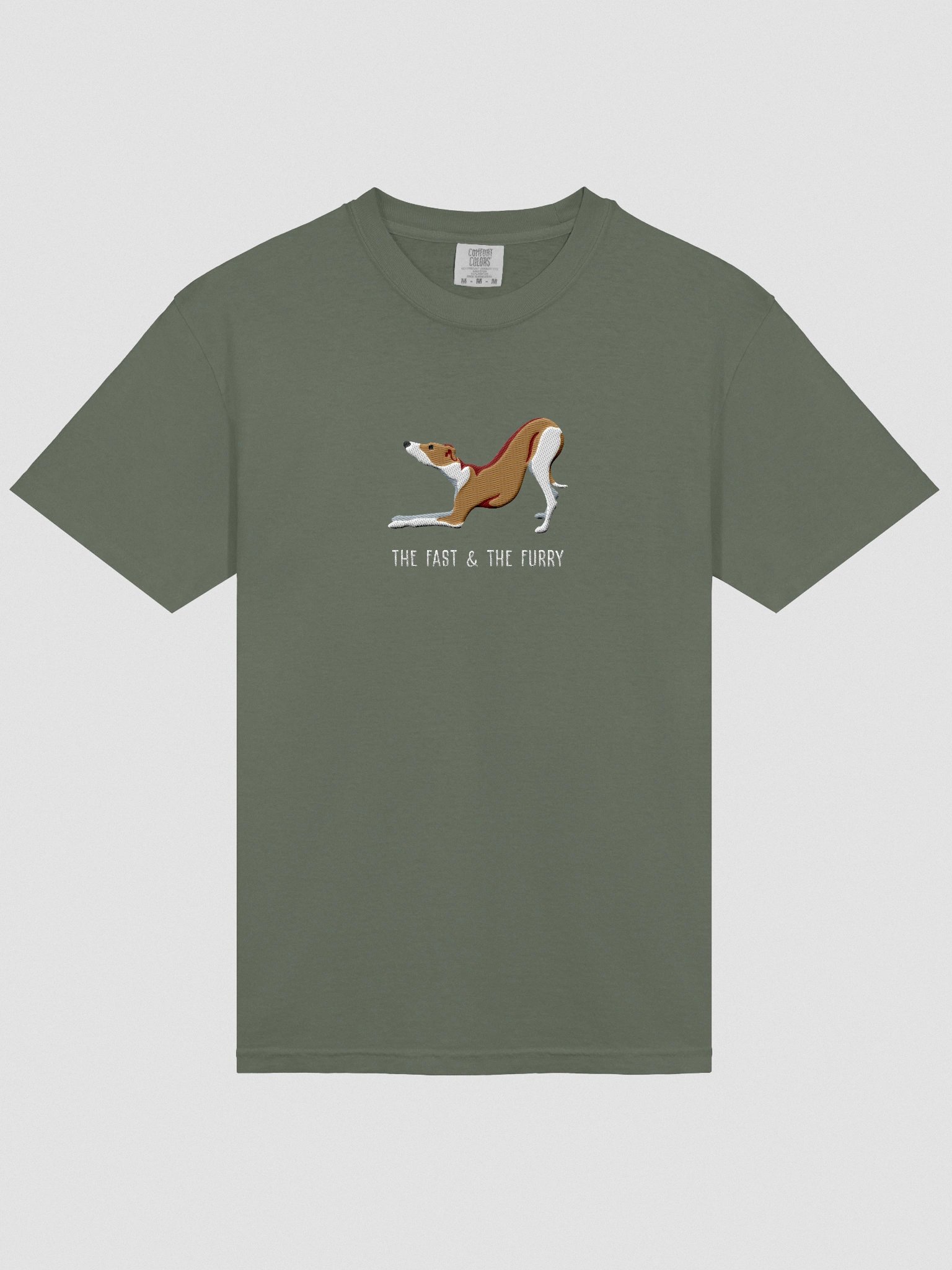 The Fast & The Furry T-Shirt(Embroidered) of an Italian Greyhound(Brown & White) product image (6)