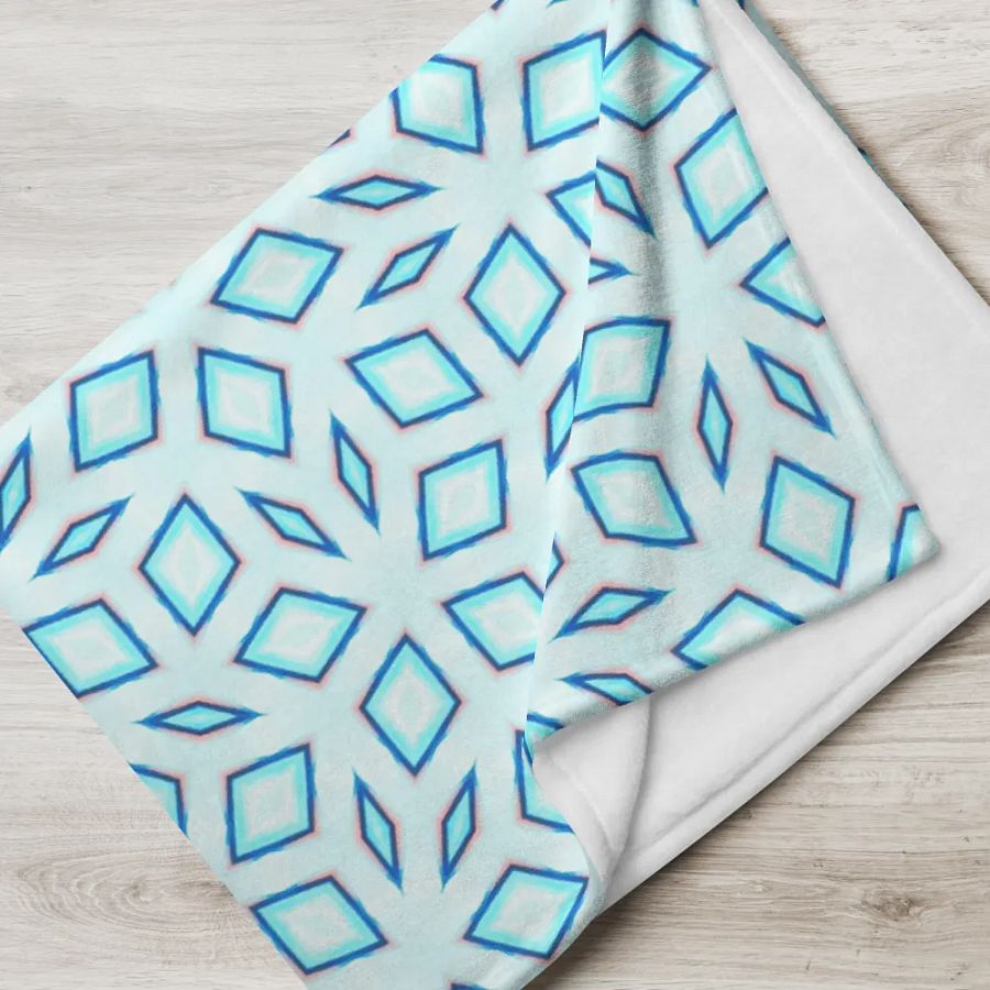Blue Stained Glass Diamond Throw Blanket product image (7)